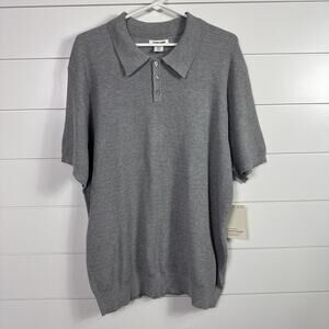Thom Aaron Short Sleeve Knit Polo Shirt Gray sz XL